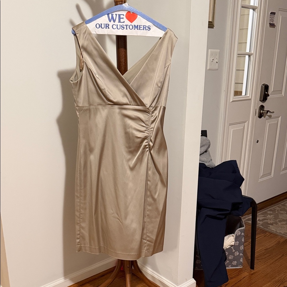 Donna Ricco Champagne Sleeveless Midi Dress